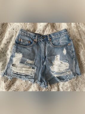 Forever 21 Light Blue Denim Shorts with Contrast Stitching